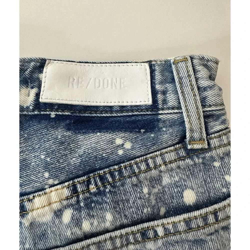 New RE/DONE 70s High Rise Denim Shorts Splash Jean Women's 25 Blue Button Fly‎ - Picture 6 of 11